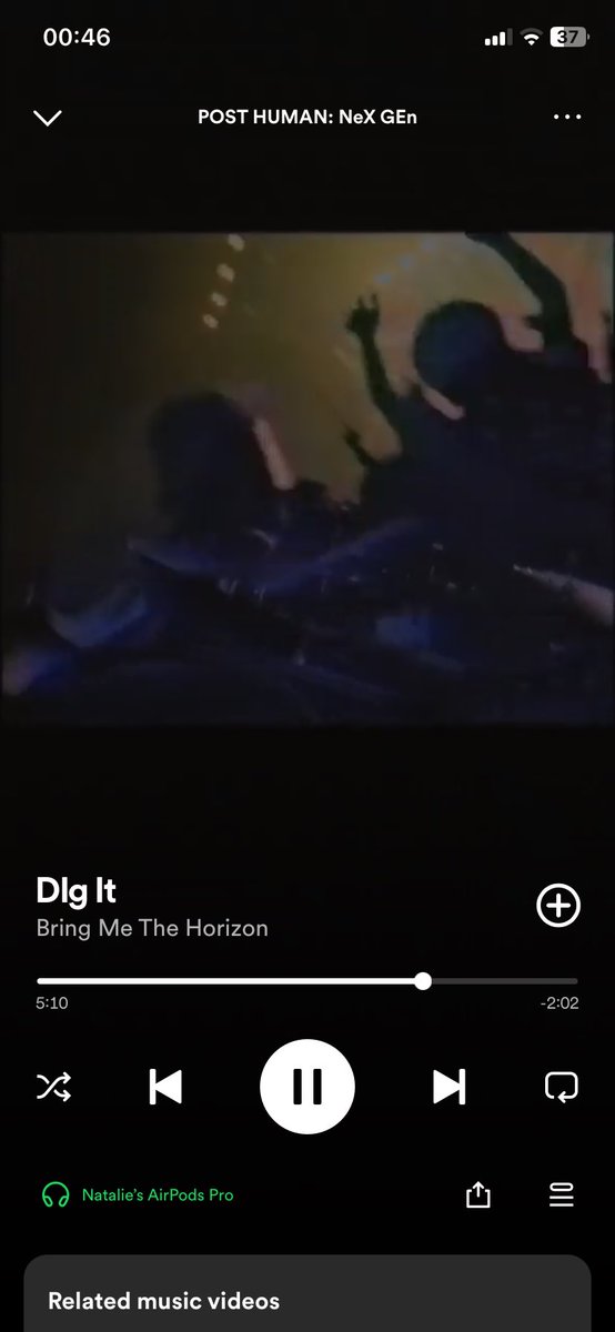 NatChoTelly's tweet photo. Not sure if this is a bug but is DIg It suppose to end half way on Spotify? @bmthofficial #posthumannextgen https://t.co/ETyc5vc1Zz