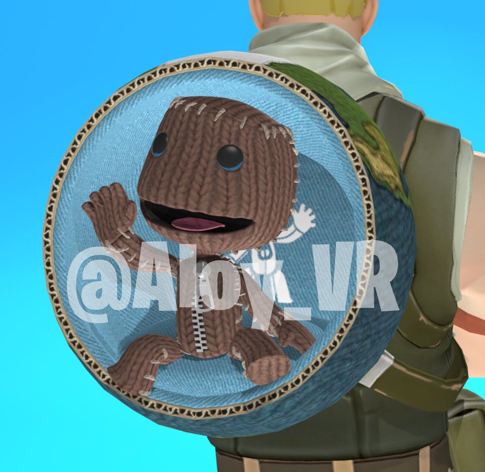 TheDailyLBP's tweet photo. So much potential if Fortnite collabs with LittleBigPlanet. This Sackboy skin concept by @Helix_3D and this back bling concept by @Aloy_VR comes to mind. Please make it happen Fortnite 🙏 https://t.co/MRe7cixLyU