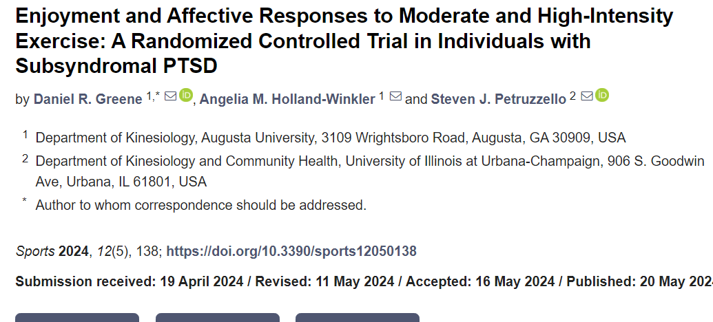 LIFTS_SIG's tweet photo. Affective responses to moderate and high intensity exercise in people with trauma-related MH symptoms 👀 

Interesting, and important to consider when thinking about exercise engagement and adherence
@DoctaPFit 

https://t.co/eO8r3yQWQa https://t.co/ivD3wNG3ce