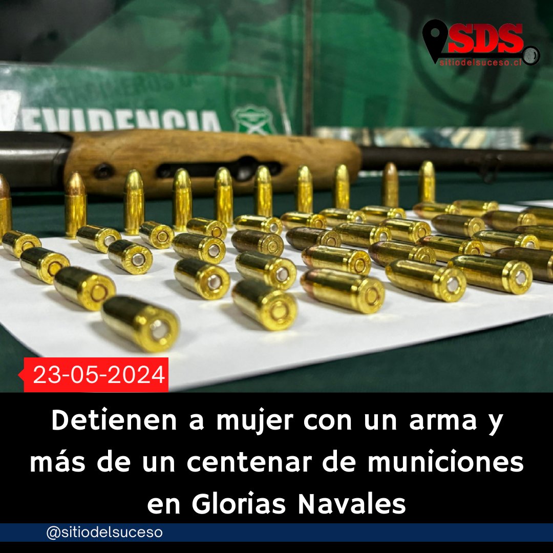 Detienen a mujer con un arma y más de un centenar de municiones en Glorias Navales Detalles en ➡️ sitiodelsuceso.cl/2024/05/23/det…