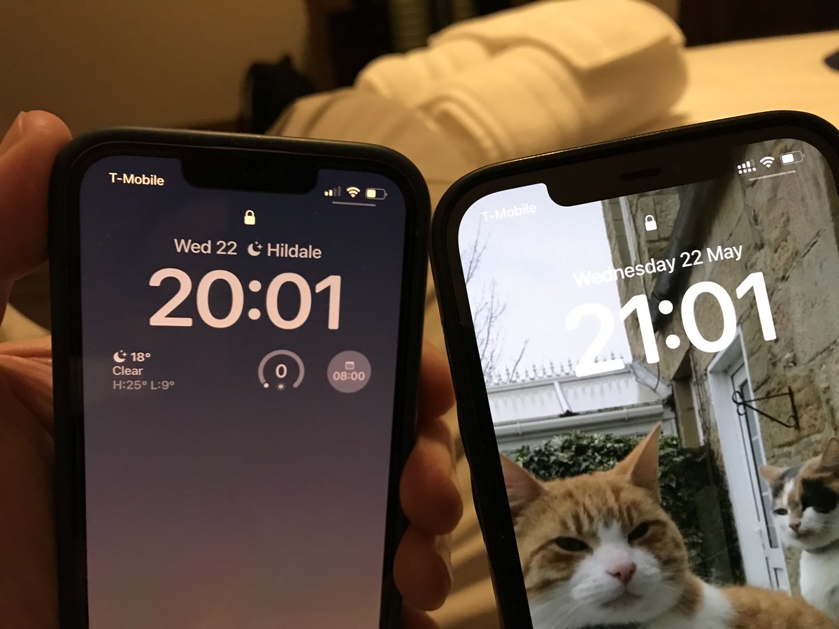 Our hotel is literally just across the road from a state &amp; timezone boundary. Quite a novelty.

My wife's phone and mine have decided to adopt different timezones. I have no idea why and it's been like this for over 24 hours now... but has not (yet) resulted in a miscommunication