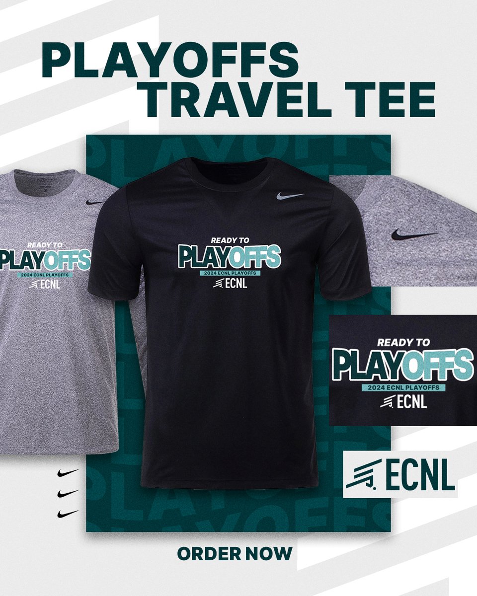 Get a limited edition ECNL Playoffs Travel Tee while they last! Order by May 24th to receive it in time for ECNL RL Playoffs. All other orders received before June 3rd will be ready for ECNL Playoffs. 🔗ecnl.info/Travel-Tee24