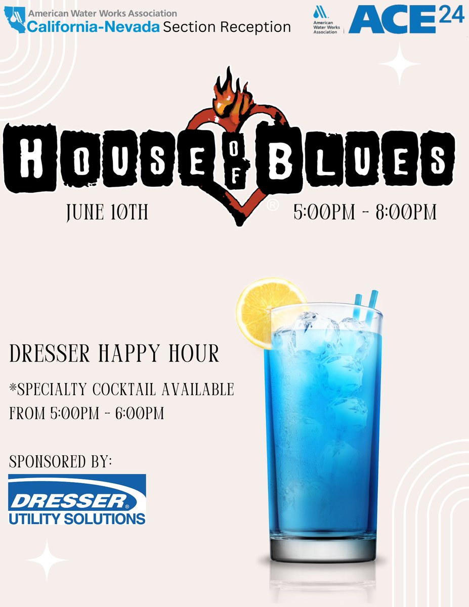 The California Nevada Section Reception at ACE24 is only 17 days away! The fun begins at 5:00pm with Dresser Happy Hour sponsored by Dresser Utility Solutions. Stop by for a blue drink and networking to get the night started. RSVP: universe.com/embed2/events/… #CANVAWWA #ACE24