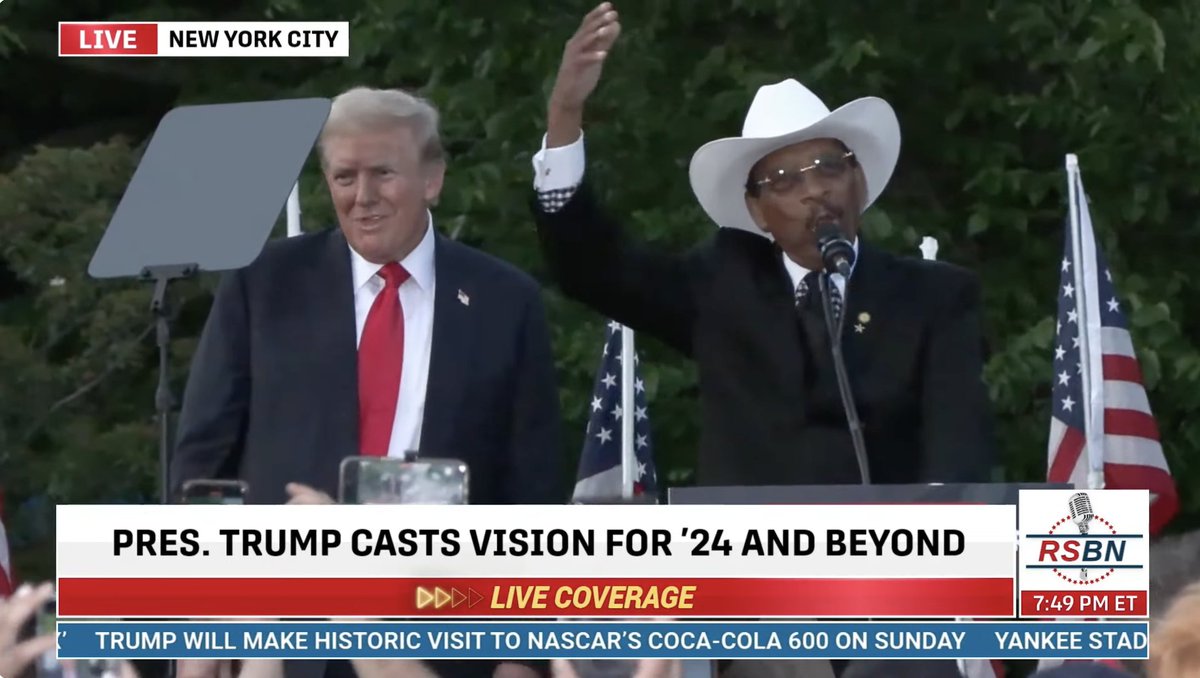 Trump joined onstage by the Bronx's most famous Pentecostal Minister, Ruben Diaz Sr. Originally ordained at a church famous for 'snake handling,' Diaz was once asked if he believes in the concept of 'separation of church and state.' He said: 'I am the State, and I am the Church!'