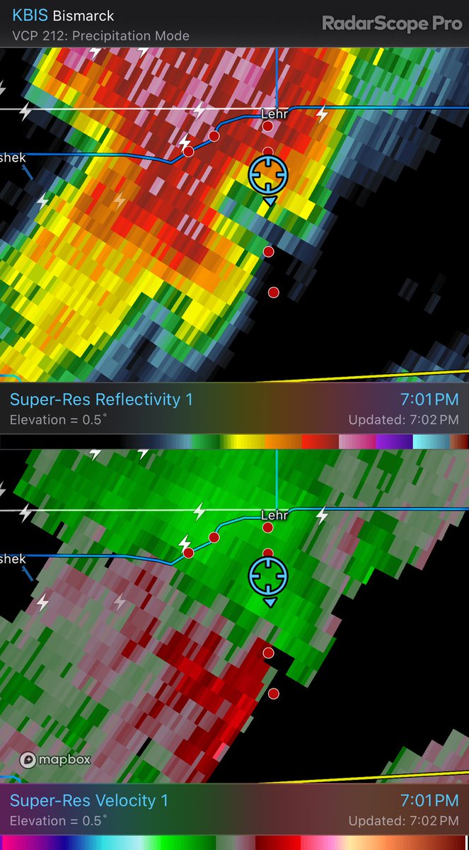Outflow dominant storm trying to become a supercell again east of Wishek, ND #ndwx