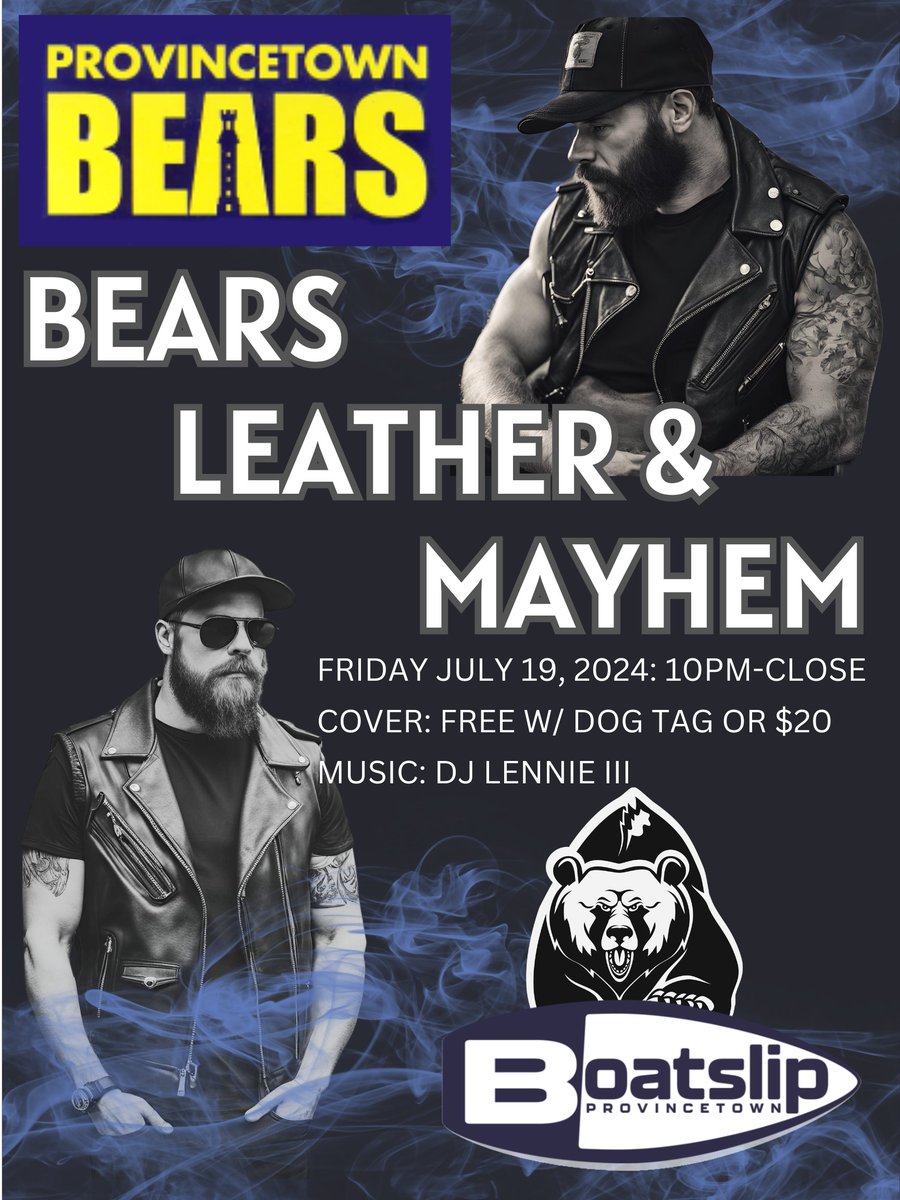 Four Dog Tag events for Bear Week Provincetown™ tag holders. Tags get you in either free or at 1/2 price.