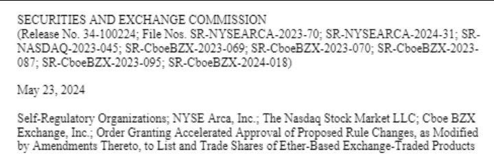 🚨 BIG NEWS🚨

IT IS OFFICIALLY CONFIRMED: 
🇺🇸 U.S. SEC FINALLY APPROVED
ALL THE SPOT ETHEREUM ETFS.

SEND EVERYTHING TO ATH 🔥