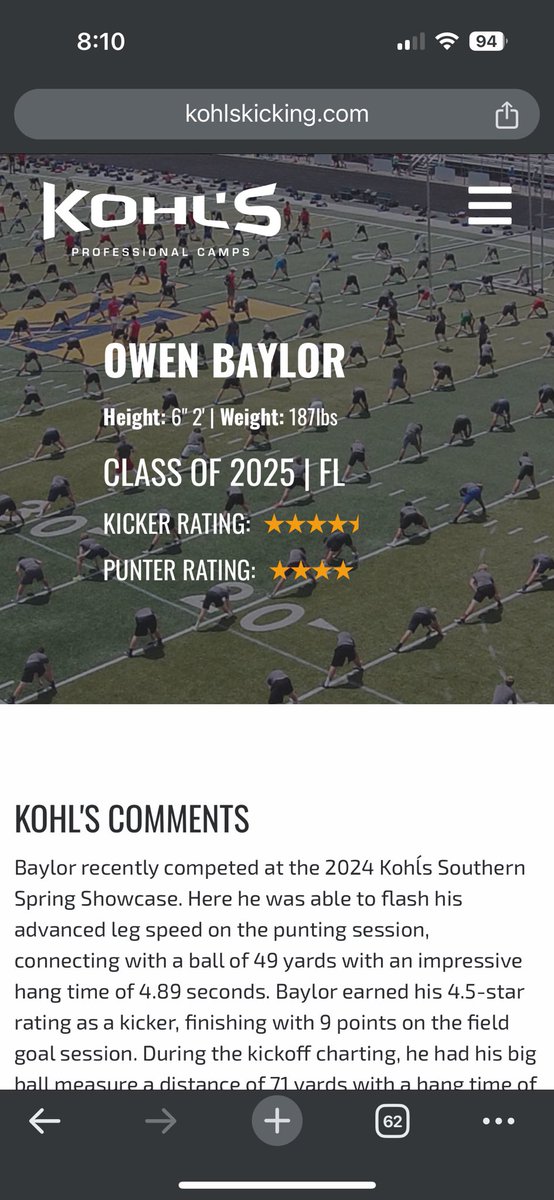 Owen Baylor (@owenbaylor) on Twitter photo Thank you <a href="/KohlsKicking/">Kohl's Kicking Camps</a> for the national ranking this past weekend!
<a href="/4thDownU/">4th Down University™️</a>
<a href="/UHSTitansFB/">UHS Titans Football</a> Thank you <a href="/KohlsKicking/">Kohl's Kicking Camps</a> for the national ranking this past weekend!
<a href="/4thDownU/">4th Down University™️</a>
<a href="/UHSTitansFB/">UHS Titans Football</a>