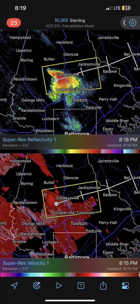 A severe thunderstorm warning has been issued for central Baltimore County until 8:45 PM EDT.