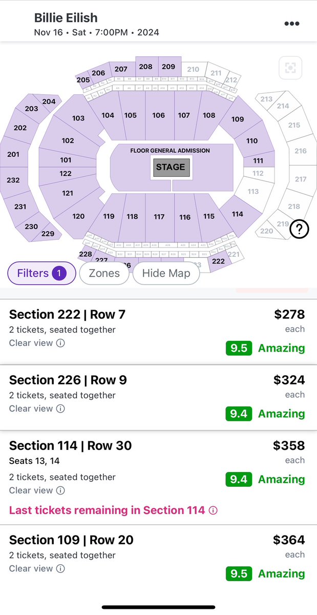 tyledbetter's tweet photo. How does this work @billieeilish @Ticketmaster @TMFanSupport? 
I went to buy the $94 tickets and they’re sold out, but almost $300 on @StubHub https://t.co/xy2pN8h7R9