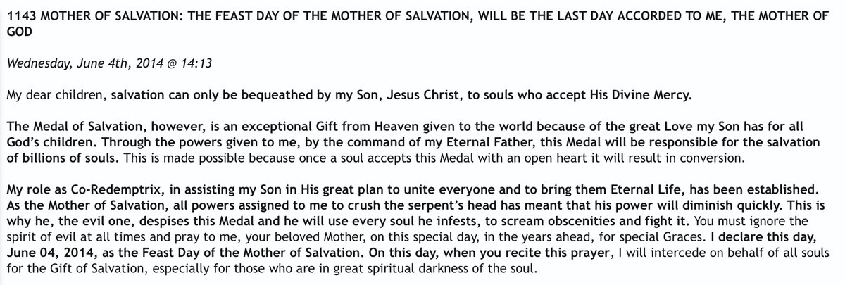DGXRMM's tweet photo. Crusade Prayer #154: Feast Day of Mother of Salvation Prayer

#CrusadePrayer
#CrusadePrayer154
#MotherOfSalvation
#salvation https://t.co/mTxlohctfm
