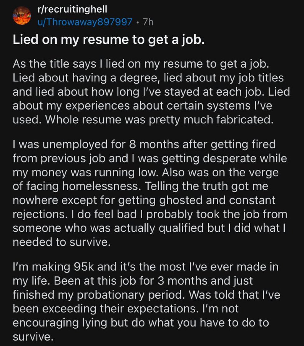 LOL I be lying like hell on my resume. “Told someone to get their shit together”= People management skills
