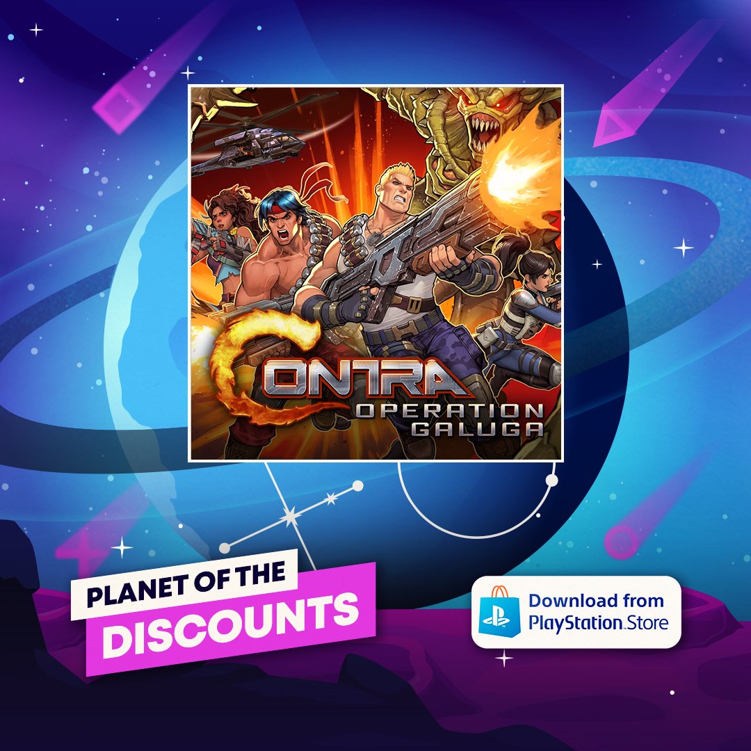 ContraSoldier's tweet photo. Deals out of this world 🌎📷💫
Make sure to check out the #ContraOG sale (Now 30% off!) during the @PlayStation Planet of the Discounts event!
 https://t.co/9e34kLCj25 https://t.co/l7umcxyzci