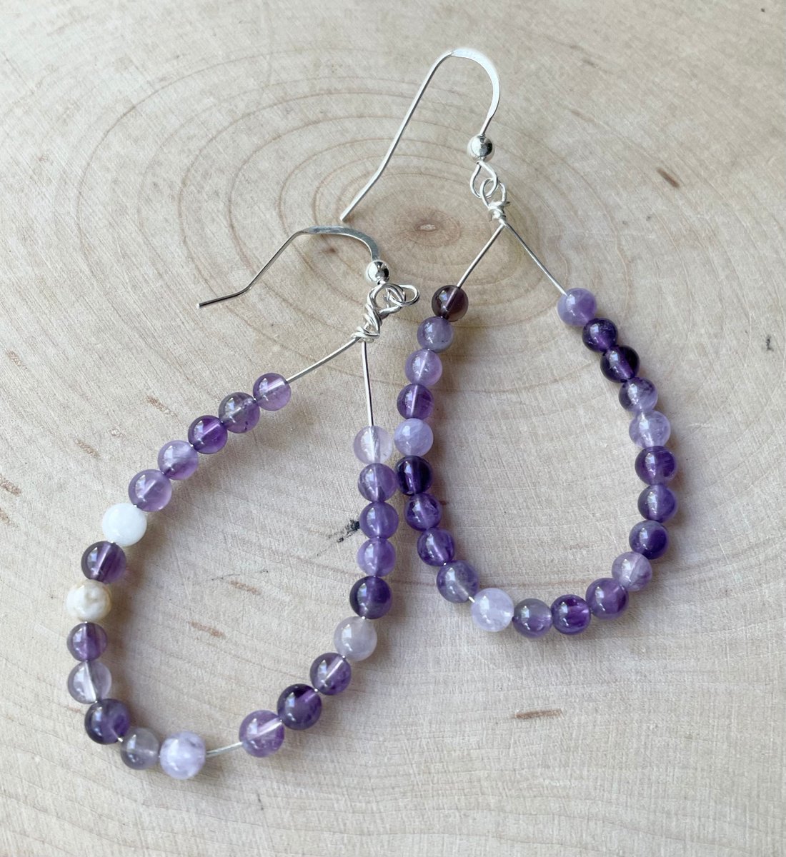 Flower Amethyst Long Hoop Earrings Sterling Silver Purple Gemstone Earrings Boho Style tuppu.net/86cf6c49 #Handcrafted #JemsbyJBandCompany #Jewelry trends