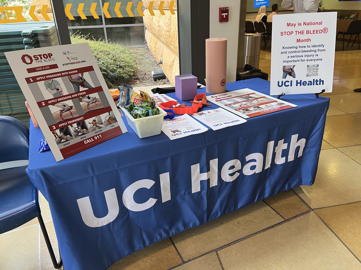 BurrussSigrid's tweet image. National Stop the Bleed Day #NSTBM.  Educating our employees and visitors about controlling life threatening bleeding. ⁦@UCI_Trauma⁩ ⁦@StopTheBleed⁩