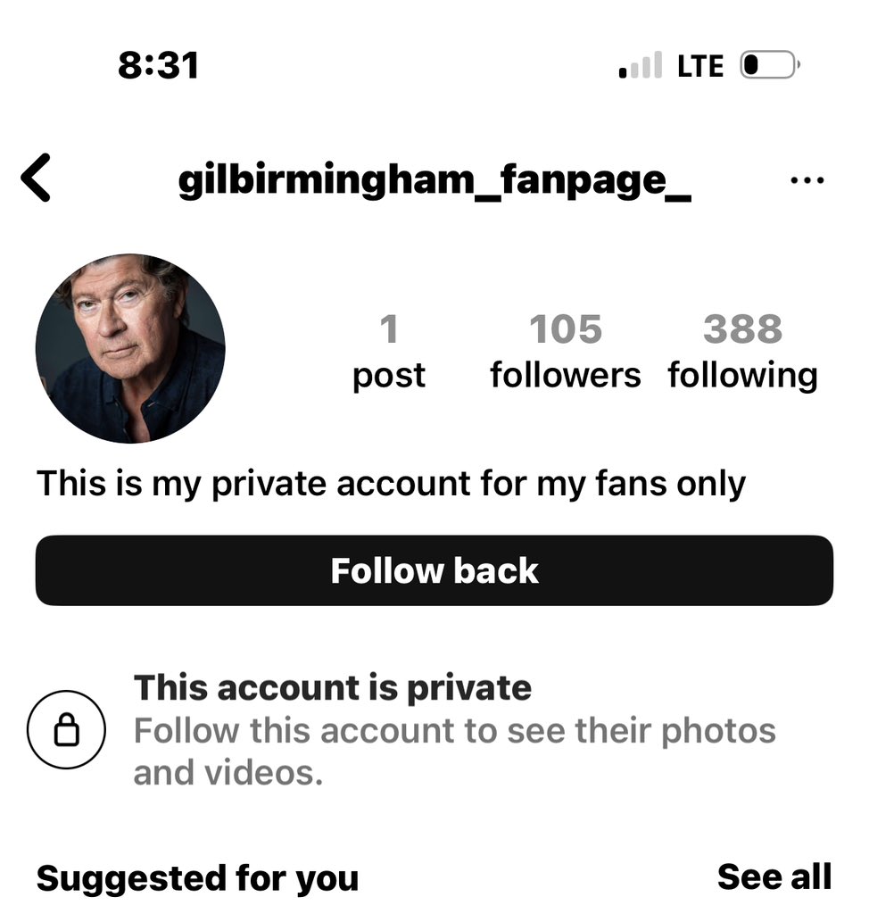 Well … call this a dumb move by a scammer? Using @gilbirmingham’s name with @robbierobertsonofficial’s picture! 

Oh my … 😂😉

#GilBirmingham #RobbieRobertson #Fake #FakePage #Reported #Scam #Instagram