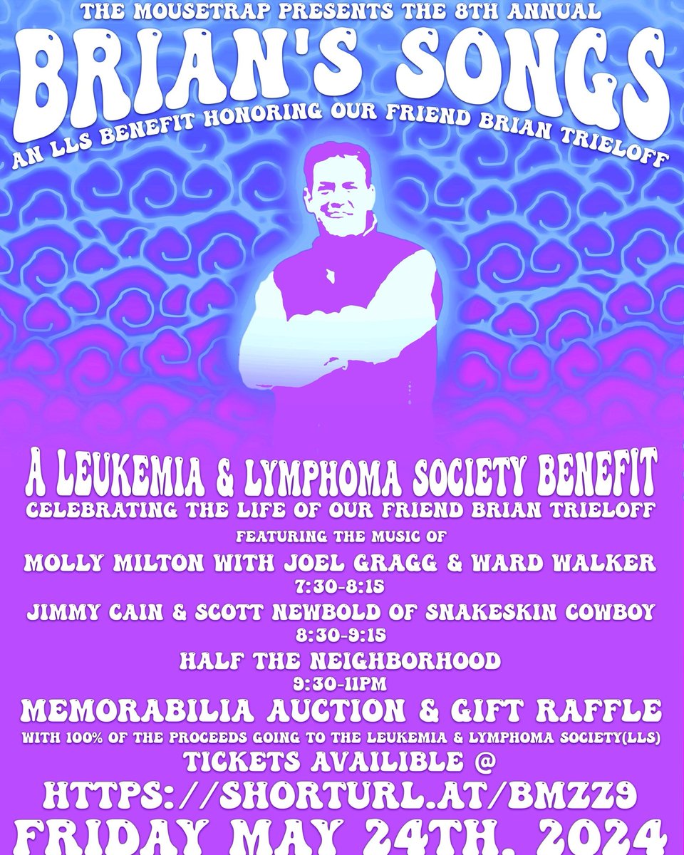 Friday night at <a href="/TheMousetrap/">The Mousetrap</a>, after #carb day is always one of the best days of the year for reuniting with friends while raising a bunch of $$ to help end Cancer. The 8th Annual Brian's Songs to benefit #LLS
This FRIDAY, Carb Day,, May 24th at 7:30 at <a href="/TheMousetrap/">The Mousetrap</a>
#cancersucks