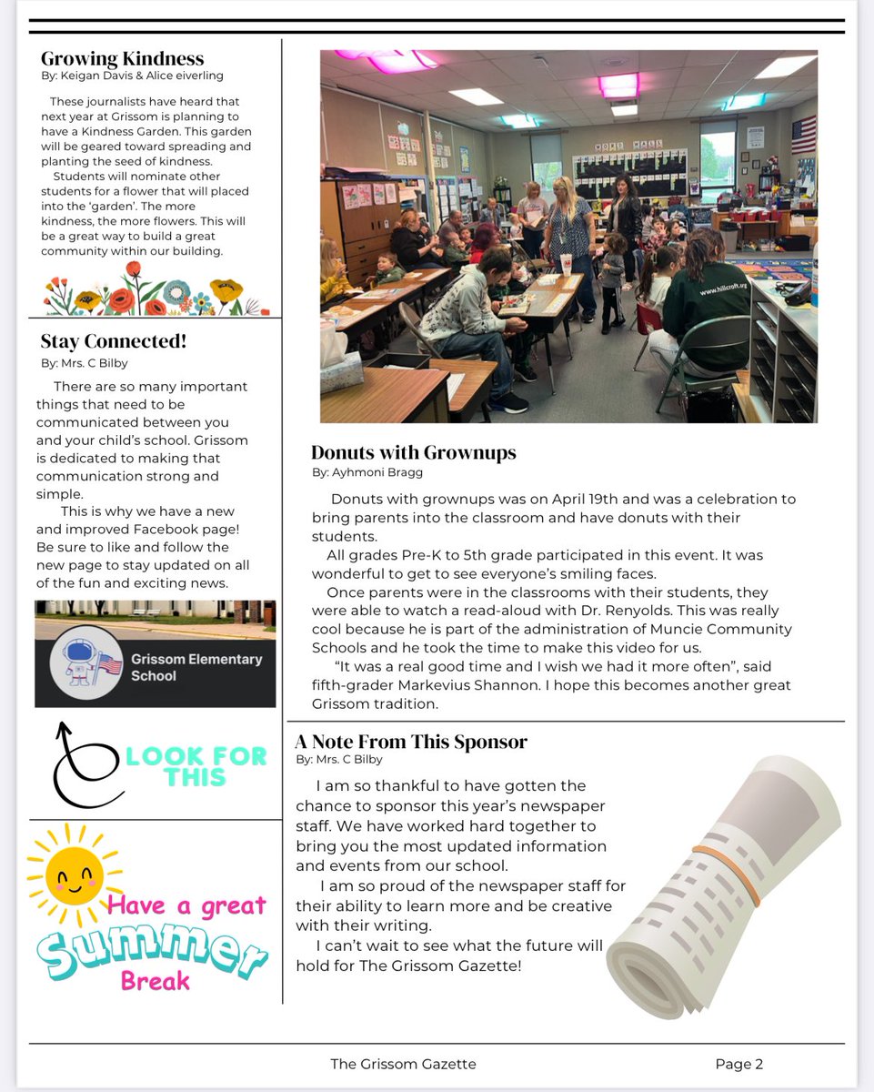 Grissom_MCS's tweet photo. Check out our last issue of the Grissom gazette for the school year. A big thank you to @MrsCBilby for all your hard work this year with this group! 💻 https://t.co/GA4sLq8tRp