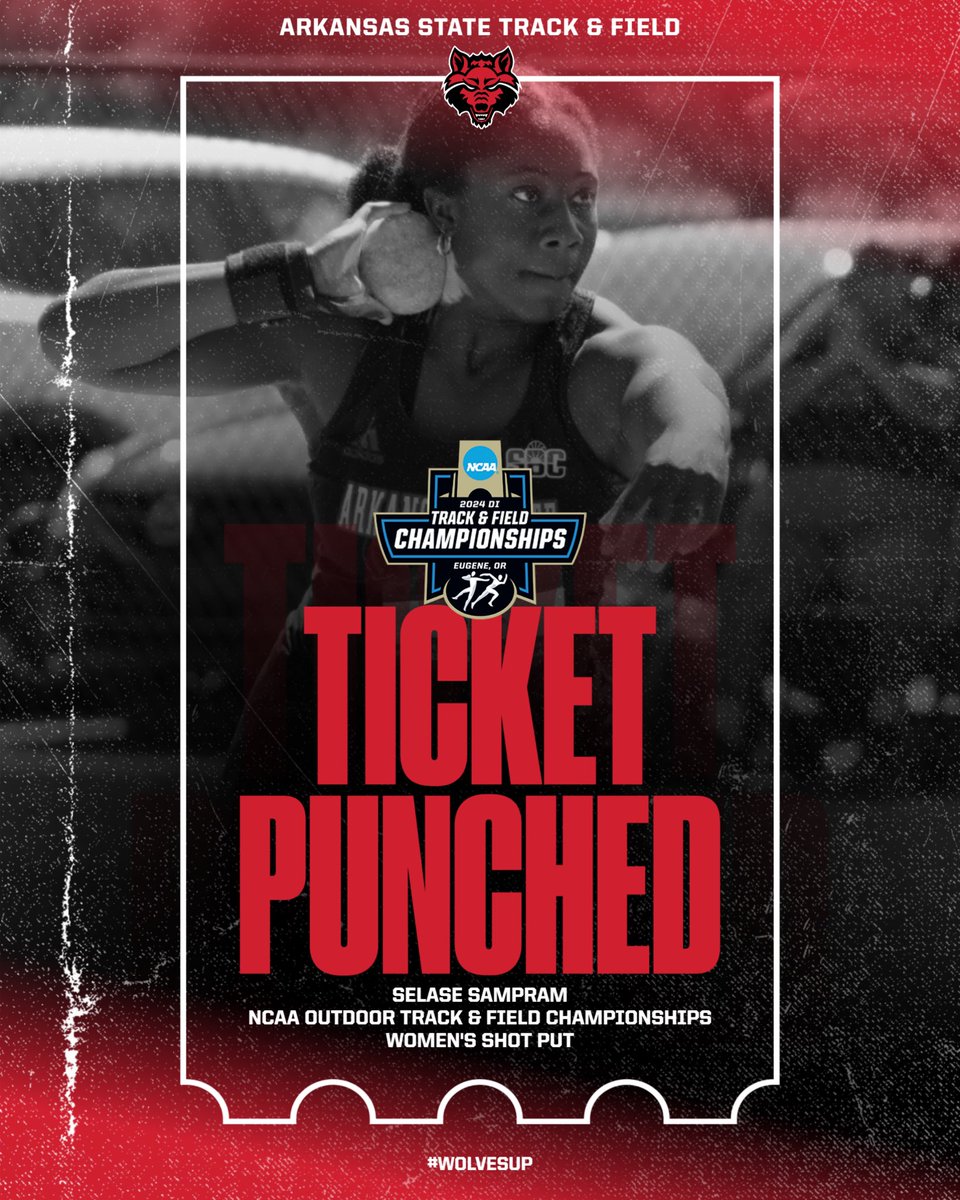 🎟️ TICKET PUNCHED! 🎟️

Selase Sampram is Eugene-bound for the NCAA Outdoor Championships after finishing 10th in the shot put with a career-best throw of 17.13m (56-2.5)!

#WolvesUp