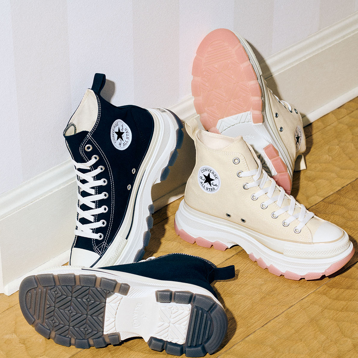 国内発★Converse ALL STARトレックウエーブ 限定クリアソール 国内 3/24 発売】ABC-MART限定 ボリュームソールが印象的な新色