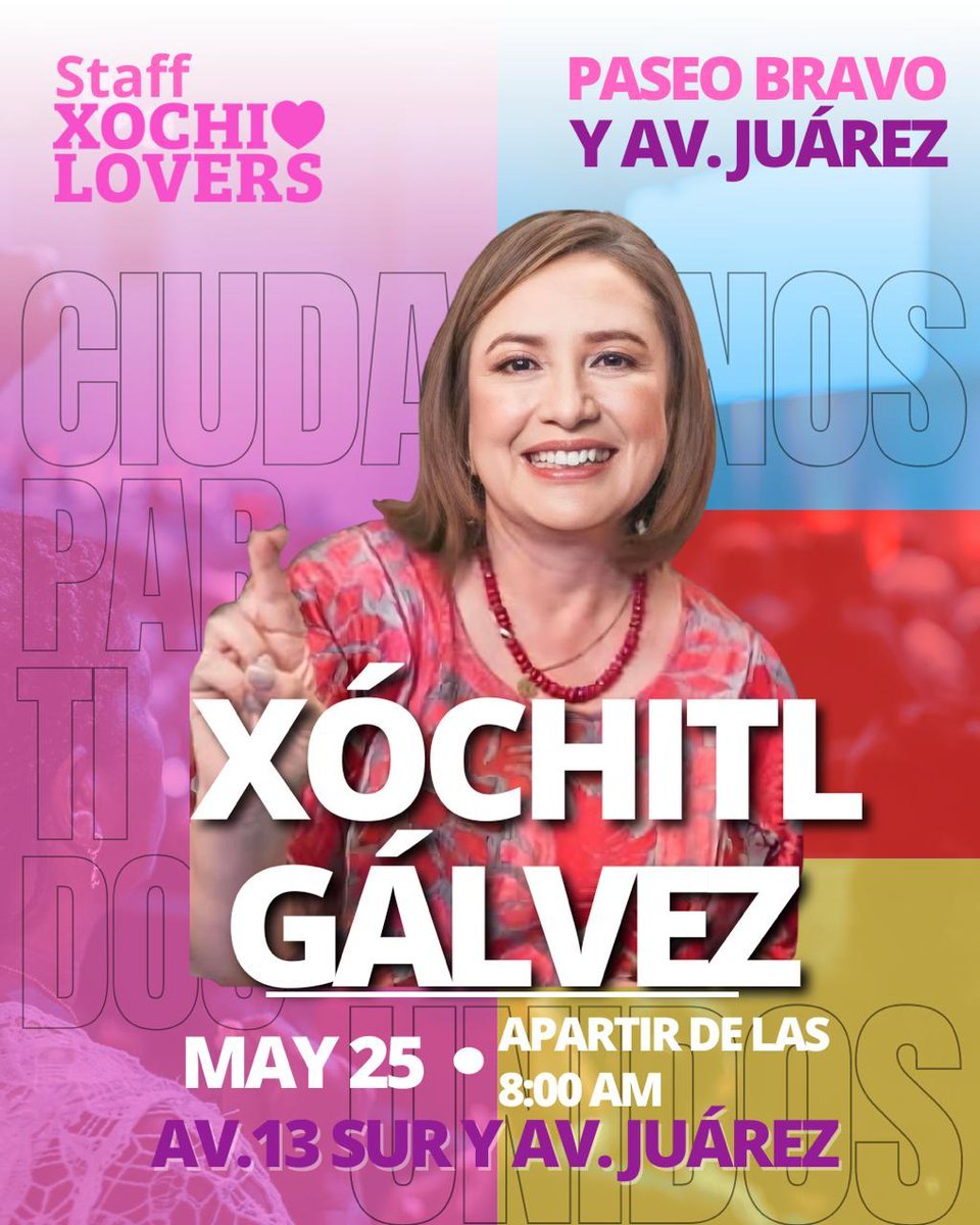 Amigos, LES PIDO UN GRAN FAVOR:

El sabado es el evento de cierre de Xochitl en PUEBLA de ultima hora el gobierno estatal (MORENA) cancelo el permiso y se tuvo que mover el lugar.

Quieren meter el pie al evento,saben que van a perder.

Echenme la mano a difundir la convocatoria.