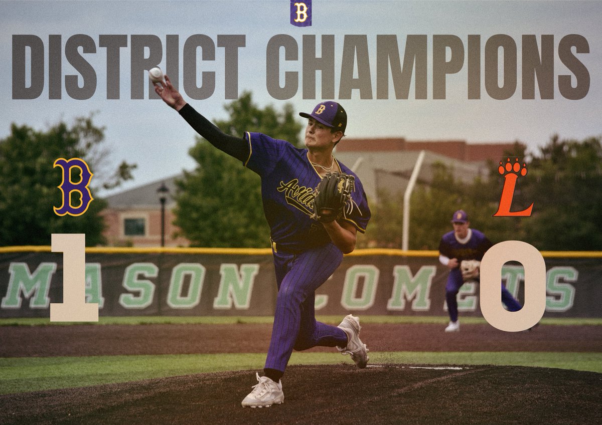 ButlerBaseball's tweet photo. AVIATORS WIN! Butler (24-6) brings home some new hardware, beating Loveland 1-0 in a gritty District Final win. Mason Reckner (8-1) was rock solid on the mound and was backed by a lights out defensive effort. #SurvivedAndAdvanced https://t.co/klIkg6z52t