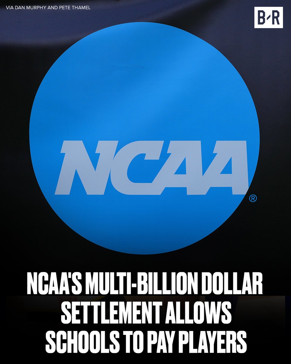 BleacherReport's tweet photo. NCAA and its 5 power conferences agree on a multi-billion dollar settlement that would allow schools to directly pay players, per @PeteThamel, @DanMurphyESPN

HISTORY.

More here: https://t.co/VXWfC1Ot00 https://t.co/lRad4Jl4L0