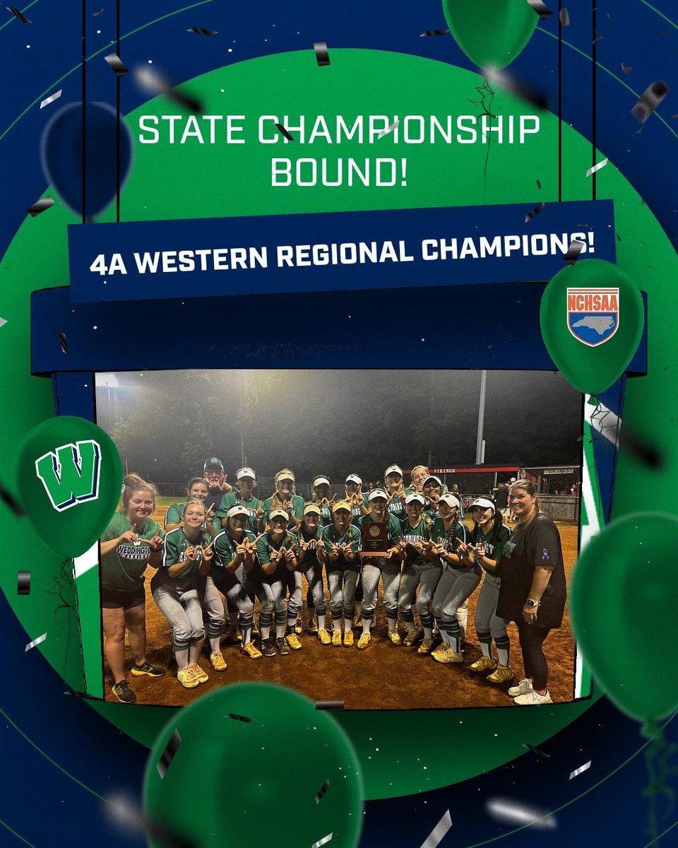 For the first time in school history, the Warrior Softball program will play in the state championship! After a 10-3 win over NW Guilford the Warriors are now the Western Regional Champions! Way to go! @AGHoulihan @UCPSNC @UCPSNCAthletics @WeddingtonHSNC