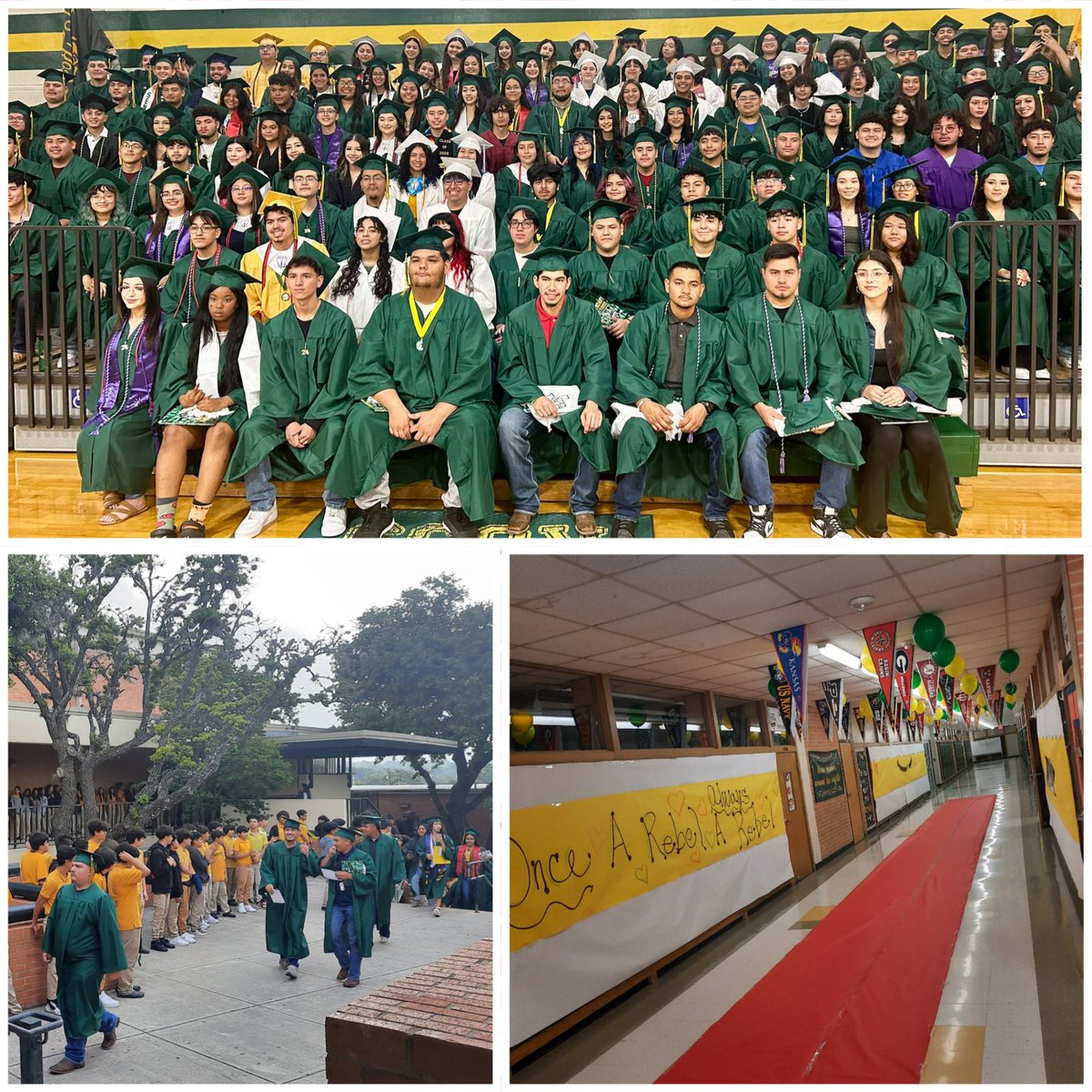 Senior walk at <a href="/NISDRoss/">Sul Ross MS</a> was a success. Loved hearing the students' joy. Congratulations to the class of 2024🎉 Once a Rebel, always a rebel! 💚💛