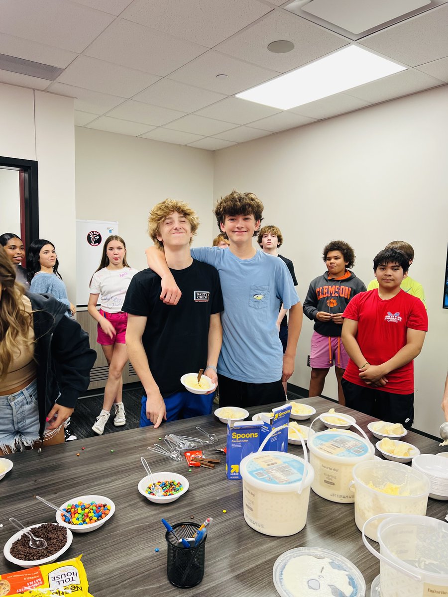 Ice Cream Sundaes awarded for the best 4th Quarter Attendance! 🍨 8th Grade-Mrs. Guinn, 7th Grade-Mrs. Erdman, and 6th Grade-Mrs. Reker! 🔴⚪️⚫️ #TheFalconWay