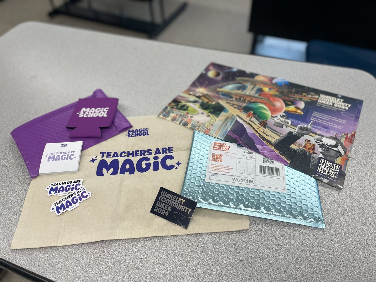 Thank you @magicschoolai & @wakelet for these special deliveries!! Can’t wait to put this swag to use AND venture into Wakelet Community Week!! #NMSLancersLead