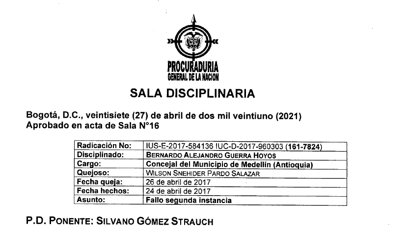 Trillos46's tweet photo. ¿Es posible que una injuria termine siendo imputada disciplinariamente a título de culpa? en mi entender no. Sin embargo, en esta decisión PGN lo hace por la vía del error. (Debió absolverse) https://t.co/1iezRcihK0 https://t.co/JlSnDphlcP