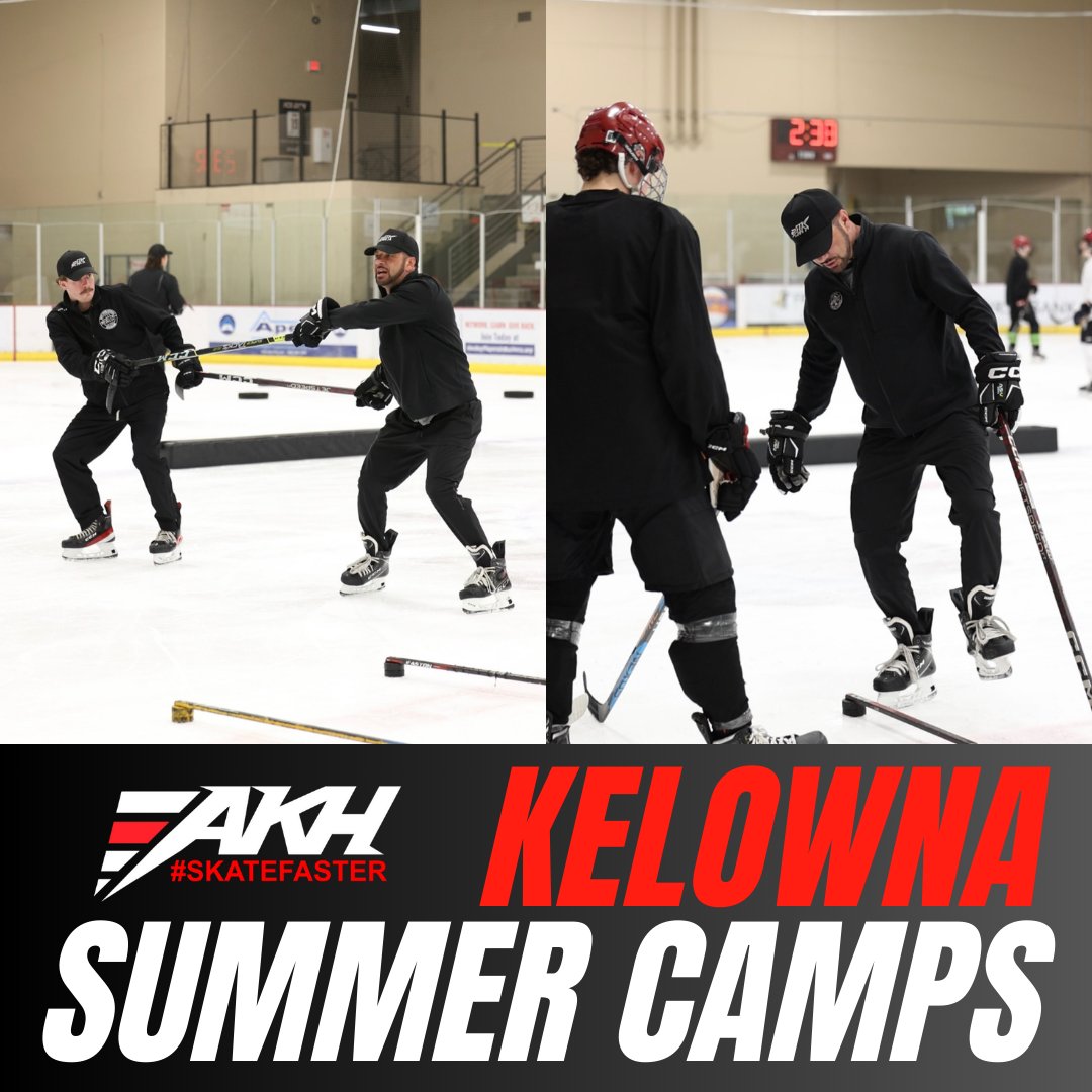 Make sure to reserve your spot to join us this summer in skating faster, smarter, and shooting to score!

✔️ Camp options every week through July & August
✔️ West Kelowna Hockey Centre & MNP Place
✔️ U7-U9 | U11-U13 | U15-U18

🚨 POWERED BY @ccmhockey 🚨

bookhockeytraining.com/location/akhoc…