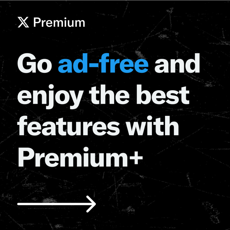 premium's tweet photo. Subscribe to Premium+ to go ad-free in For You.

https://t.co/APTO1t7SBS
