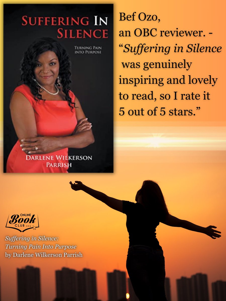 InnerPeaceBooks's tweet photo. Suffering in Silence: Turning Pain Into Purpose by Darlene Wilkerson Parrish, @dwparrish52
Published by: Covenant Books

Perfect 5 out of 5 star rating on OBC!

Read more here! https://t.co/CZVQoo8jc9

#OnlineBookClub #SelfHelp #InnerPeace #Spirituality #Christian #BookClub https://t.co/0a94xMntQZ