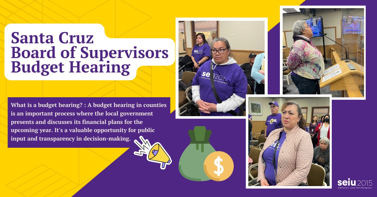 📣Santa Cruz IHSS caregivers know what they deserve: stronger wages and adequate healthcare! That’s why they lifted their voices up at a recent Board of Supervisors Budget Hearing: to make sure that the Board makes space in their budget for the County’s healthcare heroes!