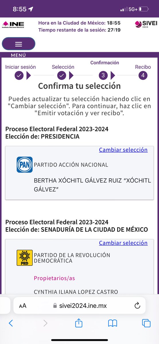 Acabo de vota en el sistema electrónico del @INEMexico y todo fue un éxito. No me falles @XochitlGalvez , tienes mi #Voto2024 #VotoXingon