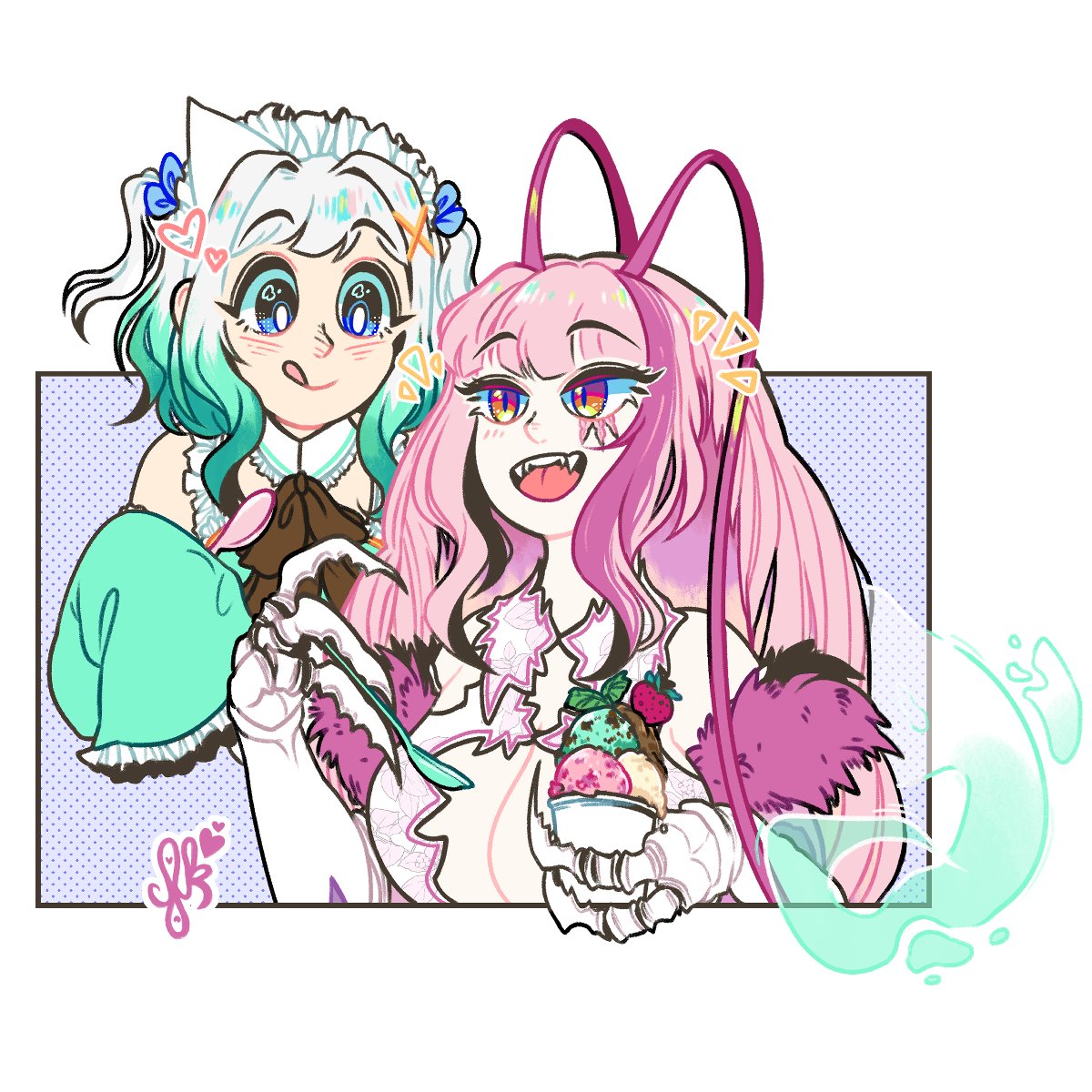 First up for designs I'm debuting at Offkai!
Mint and Matara sticker bc every time I see them together especially I crave ice-cream 😋🍨 (this is a joke I always want ice-cream)
#KanCraft #Fantography