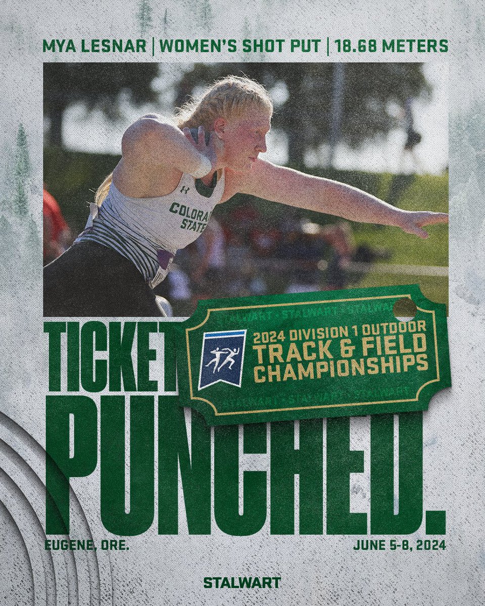 𝐓𝐈𝐂𝐊𝐄𝐓 𝐏𝐔𝐍𝐂𝐇𝐄𝐃! 🎟️ Mya throws a mark of 18.68 meters in the NCAA West Regional Women's Shot Put, qualifying second and 𝘱𝘶𝘯𝘤𝘩𝘪𝘯𝘨 𝘩𝘦𝘳 𝘵𝘪𝘤𝘬𝘦𝘵 to Eugene! #Stalwart x #CSURams