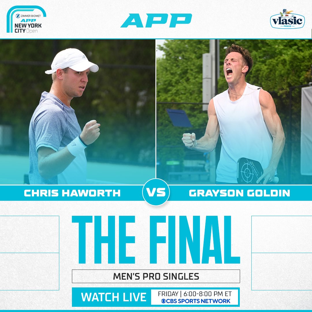 The Men's Pro Singles Final is set! Tune in to @CBSSportsNet Friday night from 6-8 pm ET to see who takes home the gold!

@VlasicStork I #NewYorkCityOpen #APPTour #APPFamily #Pickleball