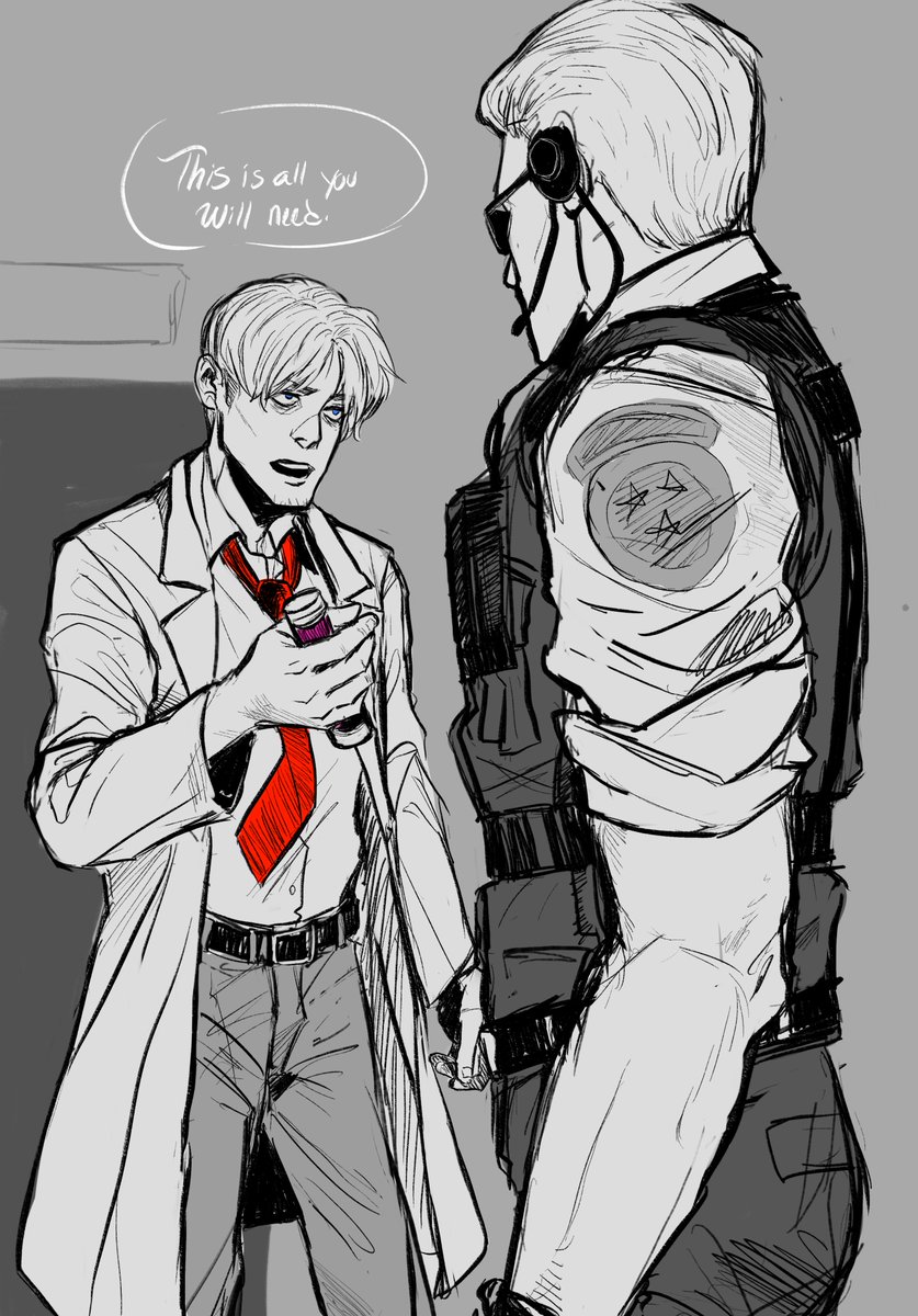 skelesass's tweet photo. sketch of a local twink making an immortality McGuffin for his bestie
#REBHfun #ResidentEvil #AlbertWesker #WilliamBirkin #sketch https://t.co/Mb1NJWLbkC
