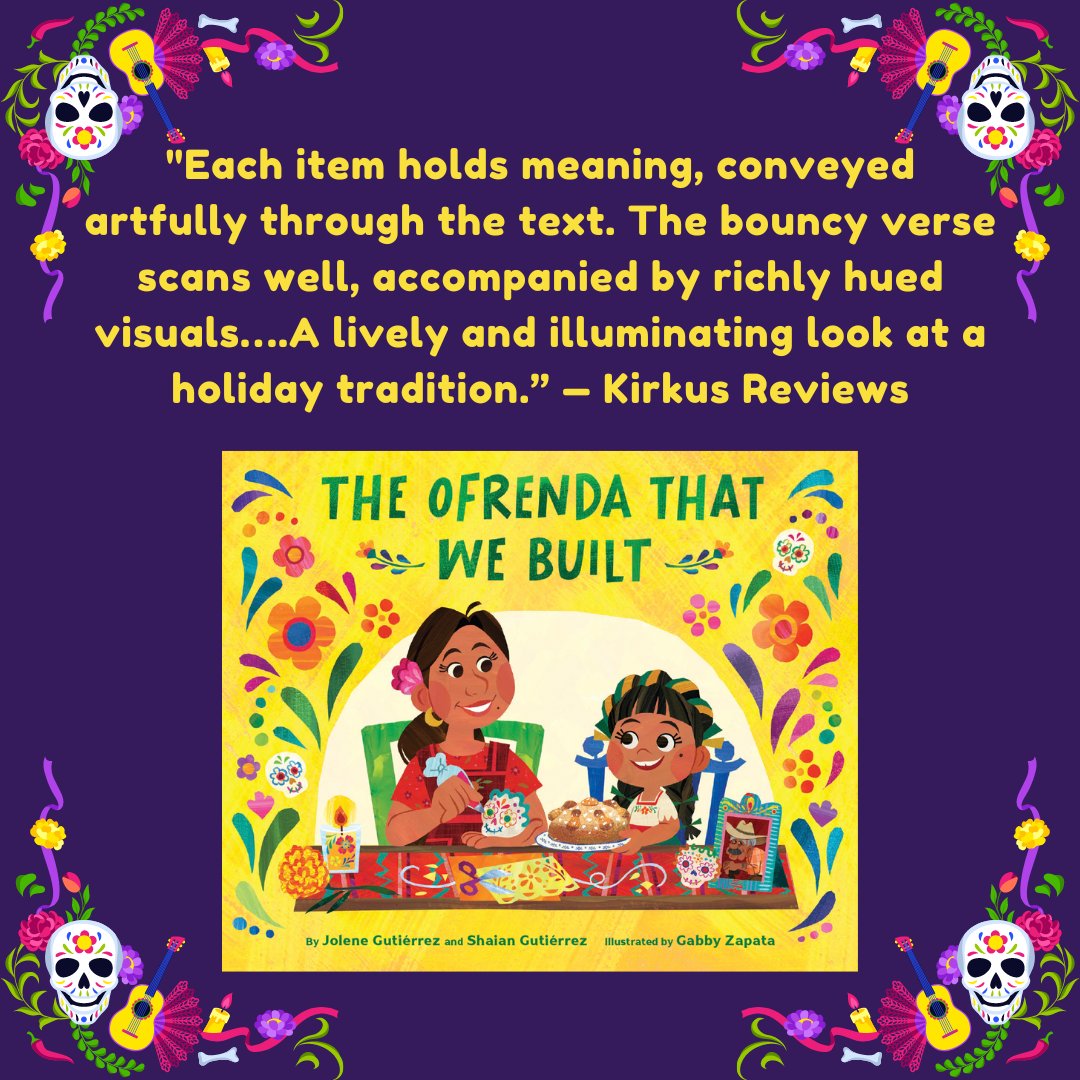 My daughter Shaian,  @gabbyzapata, and I have received our first review for our upcoming book, THE OFRENDA THAT WE BUILT, and it's beautiful! 
kirkusreviews.com/book-reviews/j…

This gorgeous book releases this August! You can preorder a copy (signed by me) here: secondstartotherightbooks.com/book/sign17972…