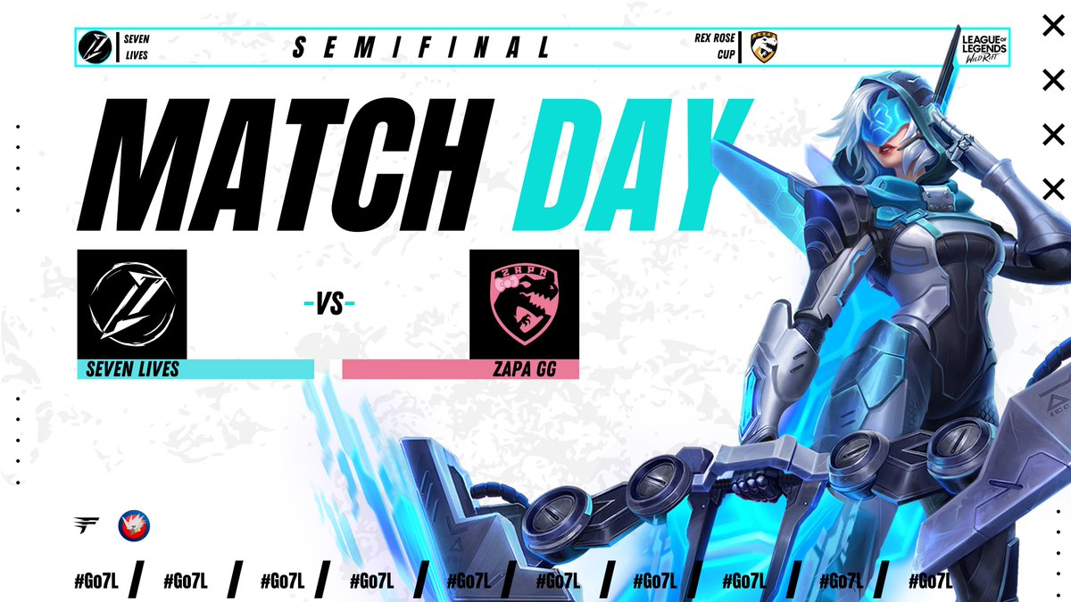 🚨MATCHDAY🚨

¡Hoy jugamos la semifinal! 🔥 
Estamos listos para darlo todo💪

🏆 :REX ROSE CUP
🕓: 7:00 pm
📷: twitch.tv/ZapaGGaming

#Stay7Lives