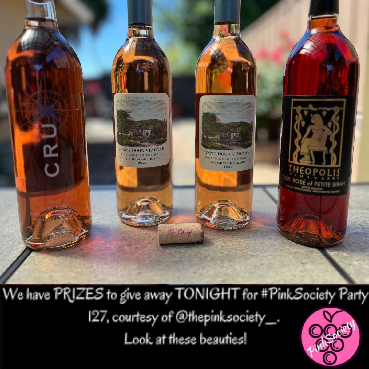 We have PRIZES to give away TONIGHT for #PinkSociety Party 127, courtesy of @thepinksociety_ Look at these beauties! @boozychef @_drazzari @jflorez @Kerryloves2trvl @AskRobY @myvinespot @redwinecats @WineOnTheDime