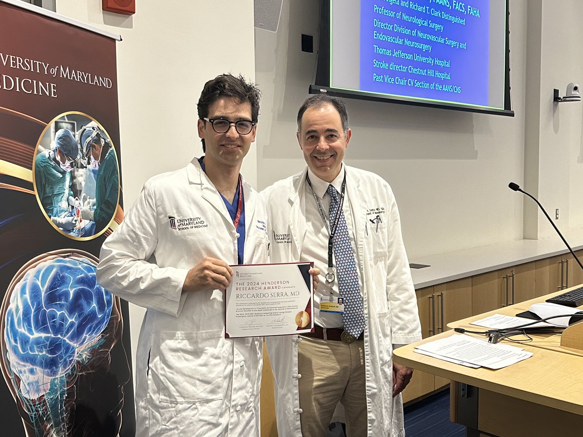 Maryland Neurosurgery (@umdneurosurgery) on Twitter photo Congratulations to Riccardo Serra, PGY-4, on receiving the Henderson Research Award for his recent publications and grants!
<a href="/RiccardoSerra20/">Riccardo Serra</a> <a href="/CAS_Spine/">Dr. Charles Sansur</a> Congratulations to Riccardo Serra, PGY-4, on receiving the Henderson Research Award for his recent publications and grants!
<a href="/RiccardoSerra20/">Riccardo Serra</a> <a href="/CAS_Spine/">Dr. Charles Sansur</a>