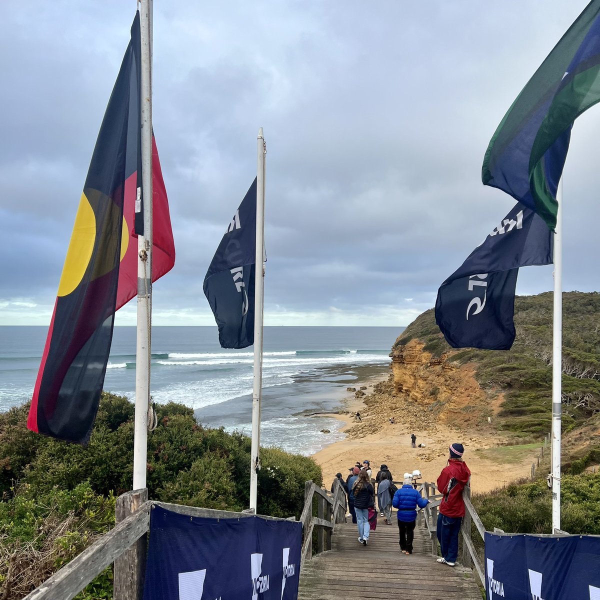 We kicked off today’s visit to the Surf Coast with a beautiful Welcome to Country on Wadawurrung Country for the 11th Australian Indigenous Surfing Titles. @VicHealth is proud to support @SurfingVictoria and this important event — all about community, culture, connection.