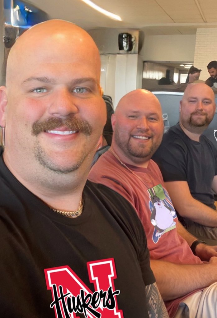 HUSKER_CHUNGUS's tweet photo. Me and the fellas gearing up for Nebraska Football season! Go Big Red! 🏴‍☠️🔴🌽 #GBR https://t.co/LwIhf1GXIr