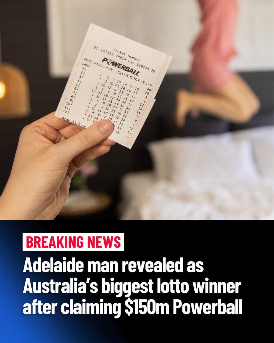 #BREAKING: A middle-aged Adelaide man has become Australia's biggest lottery winner ever, after revealing himself as the owner of the sole winning ticket in last night's $150 million Powerball draw. The man purchased his unregistered winning entry from OTR Salisbury Drive, with
