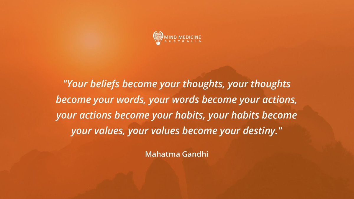 'Your beliefs become your thoughts, your thoughts become your words, your words become your actions, your actions become your habits, your habits become your values, your values become your destiny.' Mahatma #Gandhi #inspiration #habits