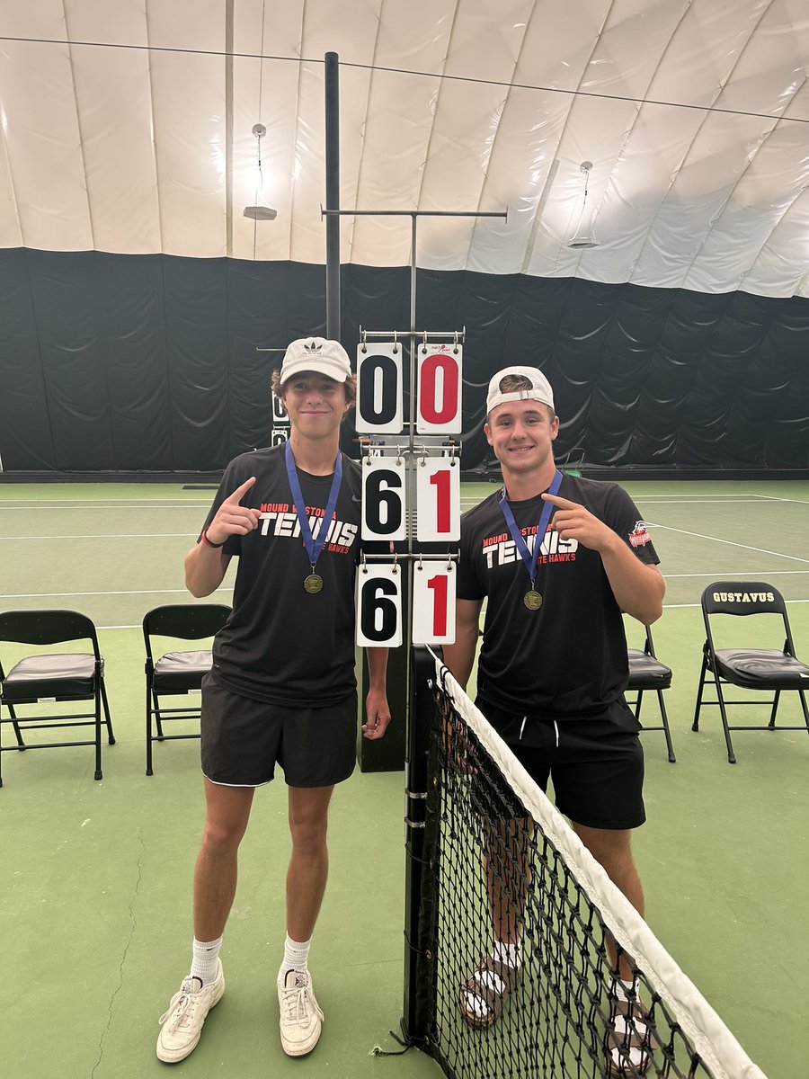 Congrats Carter Reinbold and Charlie Paul section 2A doubles champions and on their way to the state individual tennis tournament!